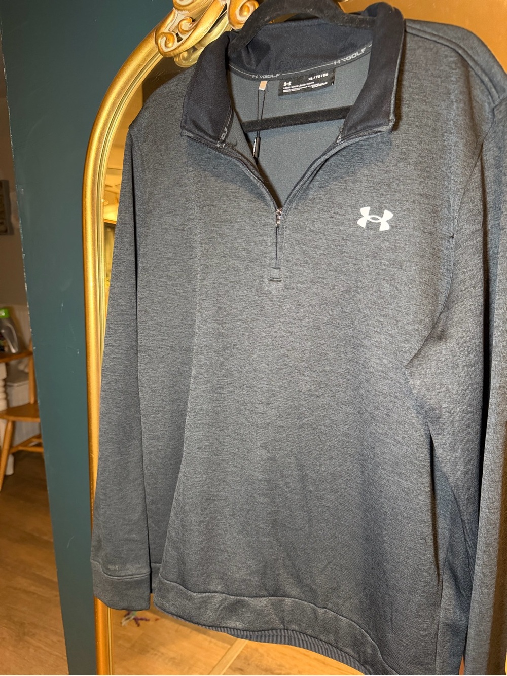 NWT Under Armour Men's Golf Fleece Gray Quarter-Zip Pullover XL